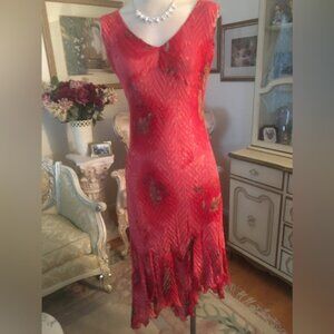 Komarov beautiful sleeveless print asymmetrical dress size S